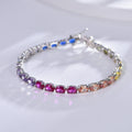 Oval Rainbow Multi Round Gem Stone Tennis Tennis Bracelet Women  925 Sterling Silver 5A CZ Crystal Moissonite Diamond Bracelet