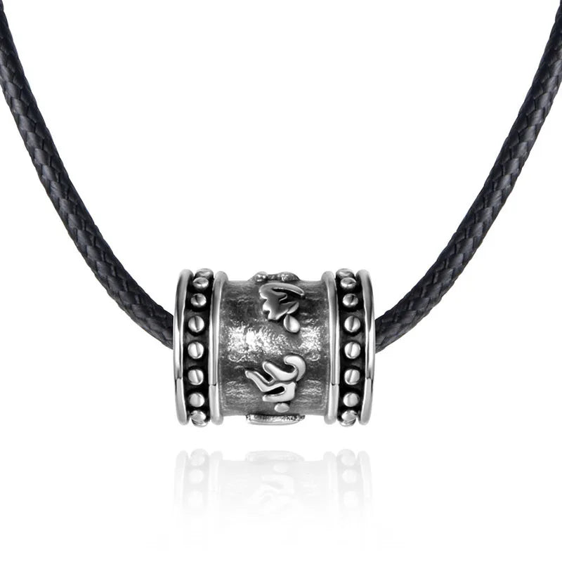 Factory Direct Buddhist Six-character Mantra Pendant Stainless Steel Men's Retro Necklace Accessories Wild Religious Jewelry