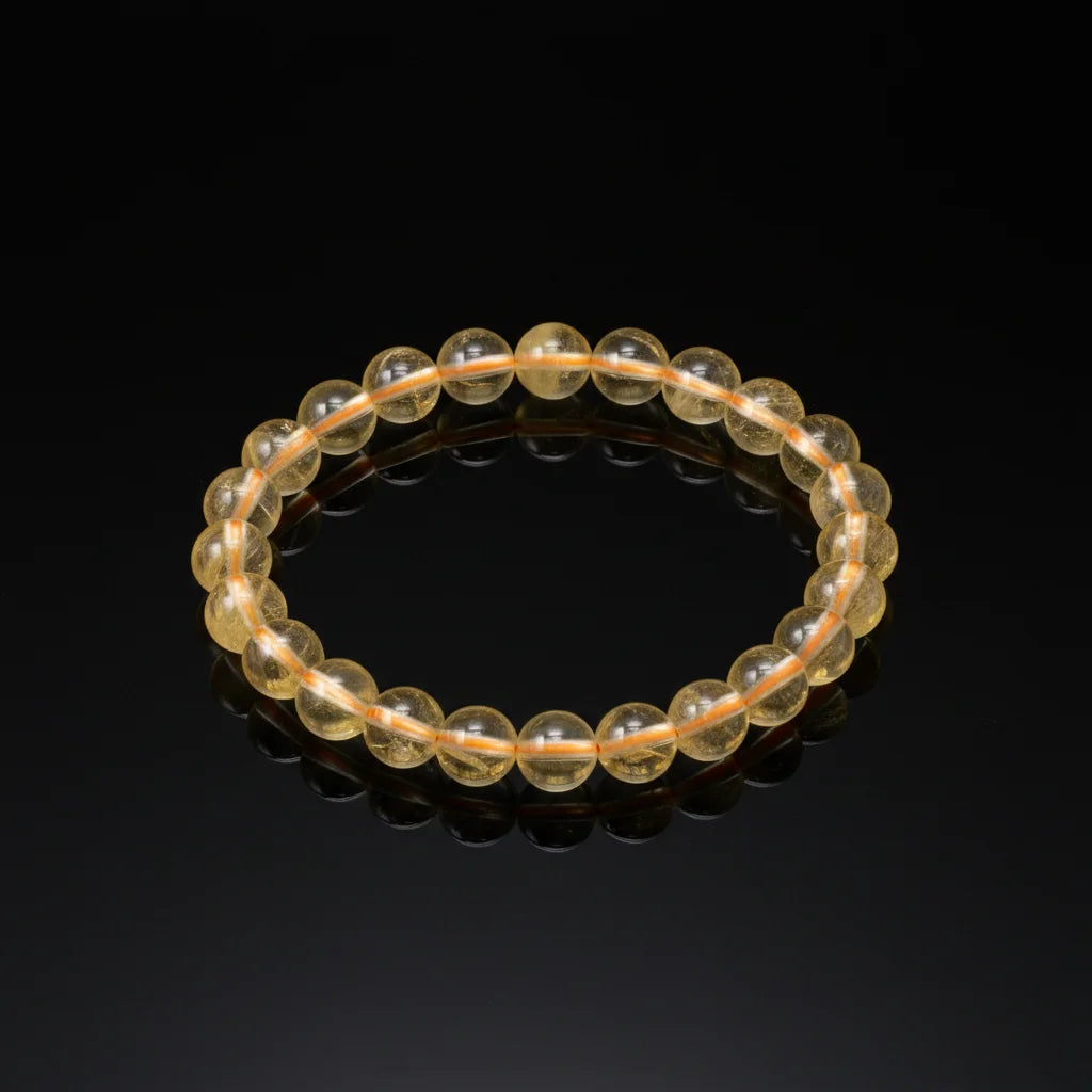 6-10mm  Natural  Healing Stone Bead Citrine Yellow Crystals  Semi-Precious Bracelet for Men and Women
