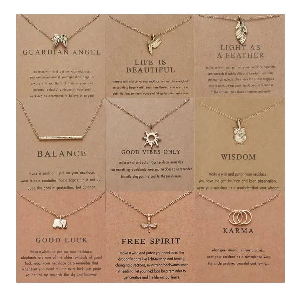 ODM Fashion Women Jewelry and Accessories Gold Plated Inspirational Femme Necklace Message Card Necklaces for Women