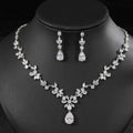 European and American Cross Border Fashion Bridal Zircon Necklace Earring Set Water Drop Dress Jewelry Set Full Diamond