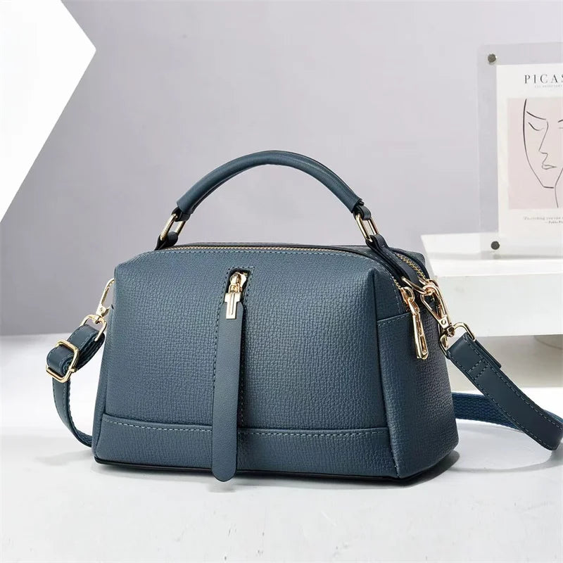 Hot Selling Custom Logo New Fashion Small Square PU Leather Crossbody Shoulder Bag Zipper Large Capacity Casual Woman's Handbag