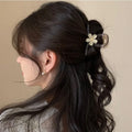 Korean Style Shark Hair Claw Clips Hollow Ponytail Clip Premium Large Resin White Flower Black Hair Claw Clips for Girl Women