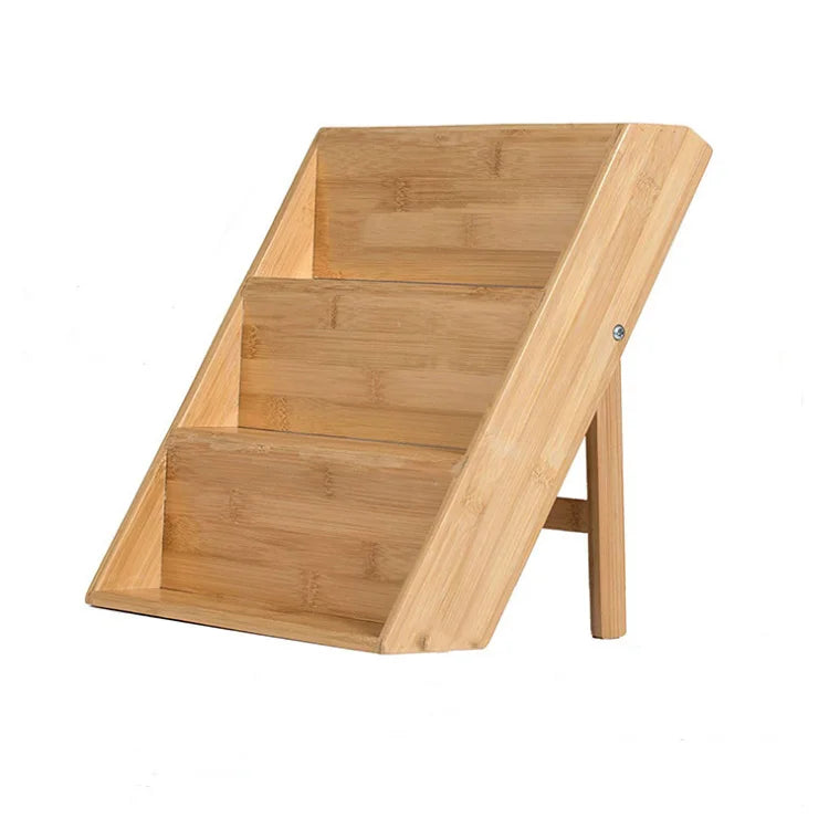 Bamboo Wood Three-layer Classic Seasoning Rack & Spice Organizer with Display Shelf for Kitchen Cabinet-Party Use