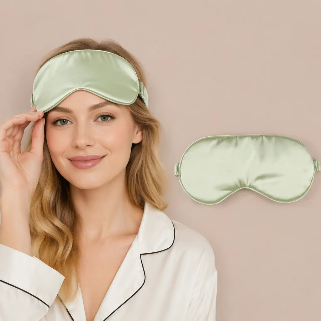 Custom Logo Satin Silk Sleep Eye Mask Adjustable Strap Night Cover Sleep Mask Women Men Airplane Travel MegaBDM