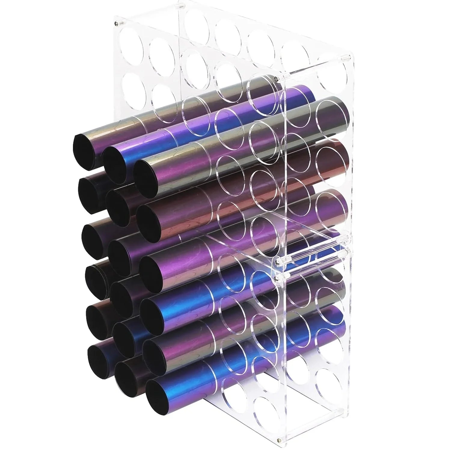40-Hole Acrylic Roll Storage Rack Craft Room Roll Holder for 40 Vinyl Rolls Paper Display Racks for Gift Usage 2-Pack