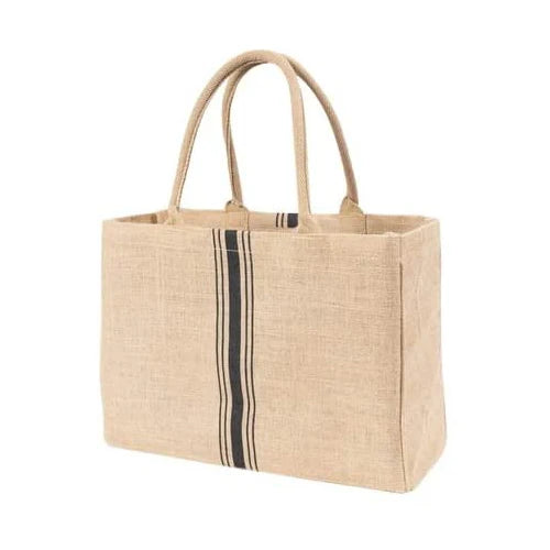Home Reusable Grocery Jute Shopping Bag with Medium Letter Pattern Tote Handles