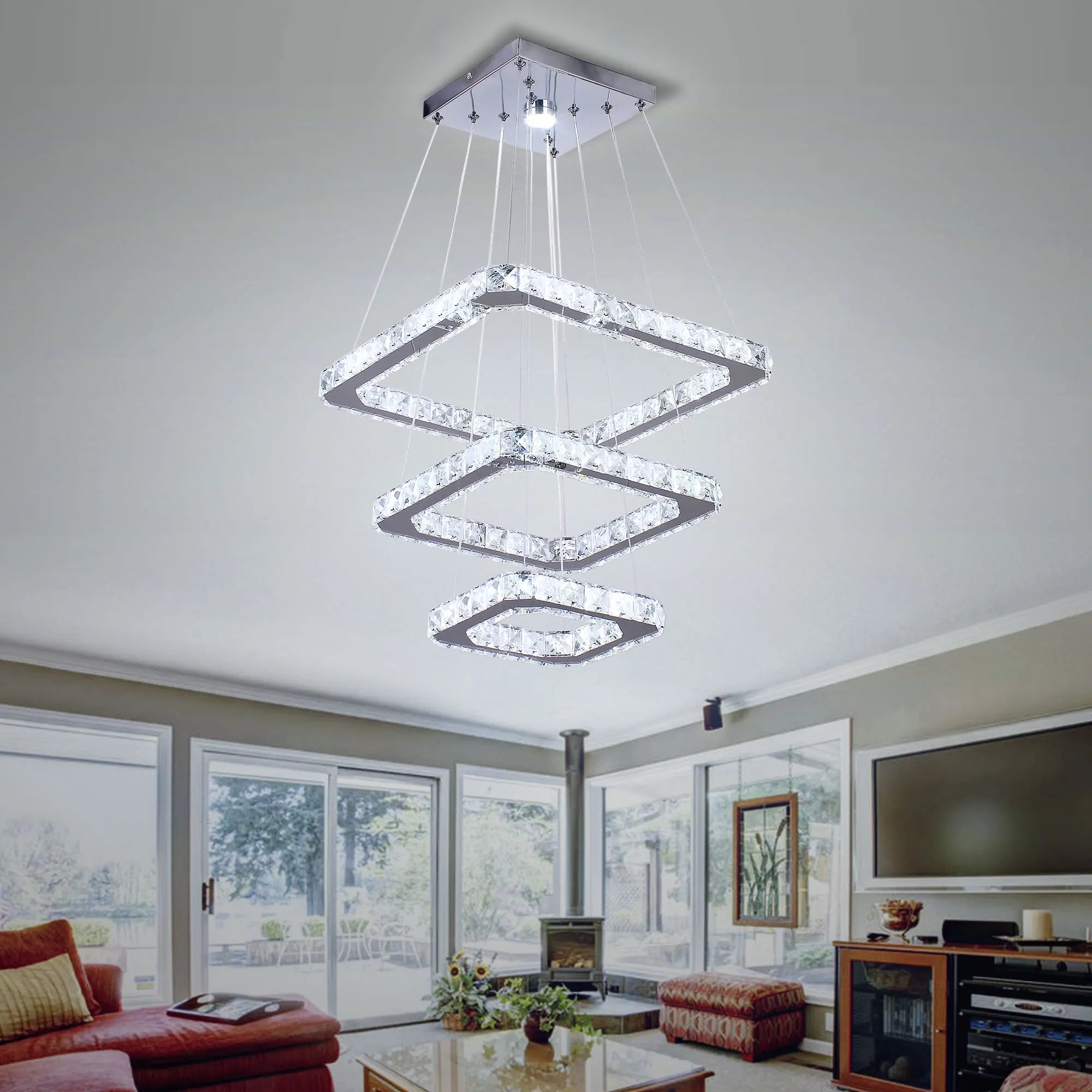 American Design Cool Crystal Chandelier Indoor Use Pendant Lights for Living Room or Restaurant Elegant Hanging Decoration