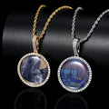 Hip Hop Photo Memory Medallions Necklace Men Round Sublimation Jewelry Blanks Custom Picture Pendant