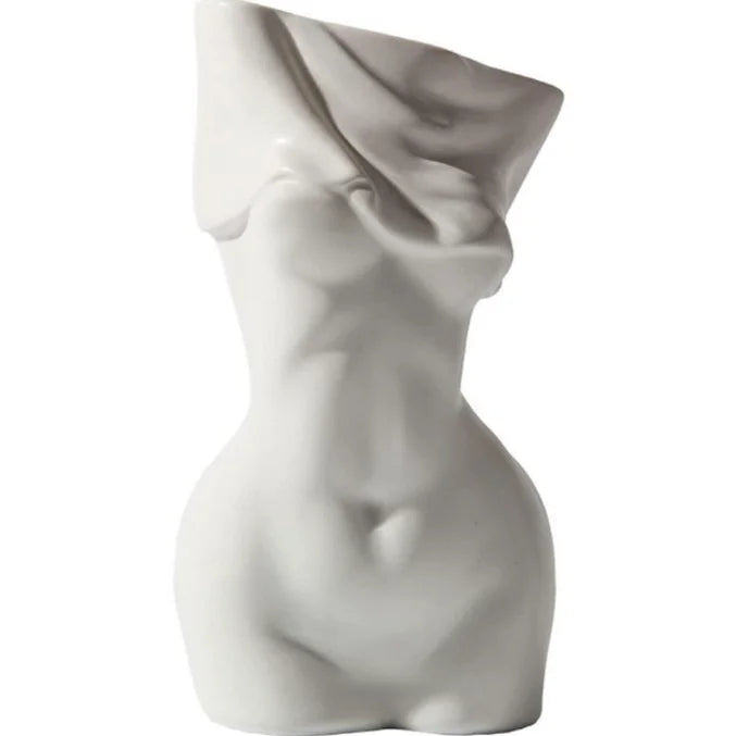 Mini Cream White Female Body Vase Boho Flower Vase Ceramic White Curvy Ceramic Boho Vase for Room