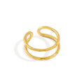 Gold Hollow Double Line Hammered Open Ring for Women Index Finger Rings Jewelry Wholesale Gifts MegaBDM