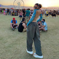 F230267 Y2k Vintage Retro Cool Loose Oversized Straight Casual Pants Woman Trousers High-Waisted Womens Baggy Cargo Pants
