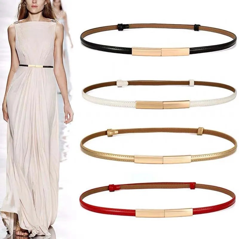 Manufacturer Fashion All-match Pair Buckle Girl Thin Leather Belt Ladies Leather Belt