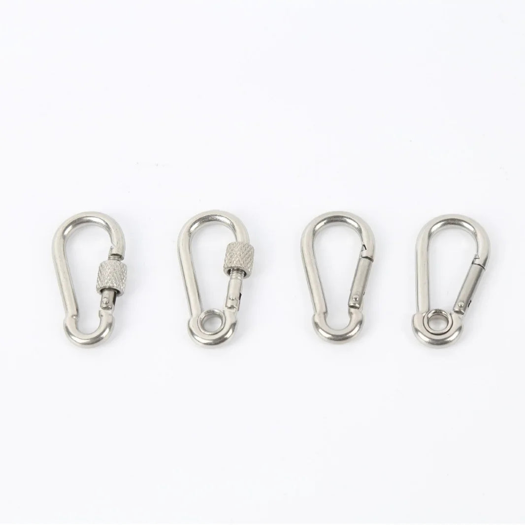 304 316 Stainless Steel Zinc Finish Carabiner with Plastic Safety Buckle Spring Lock Climbing Safety Snap Hook S Hook Type