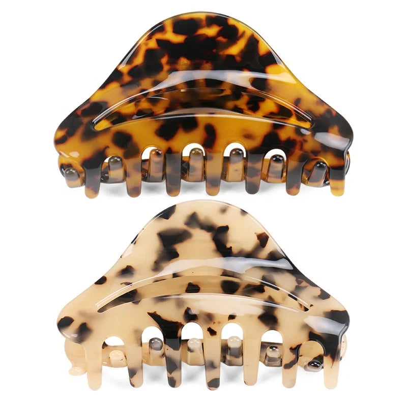 Large Leopard Acetate Material Hair Claw Clip Simple Hollow Out Triangle Hair Claw Bathe Multipurpose Hair Accessories