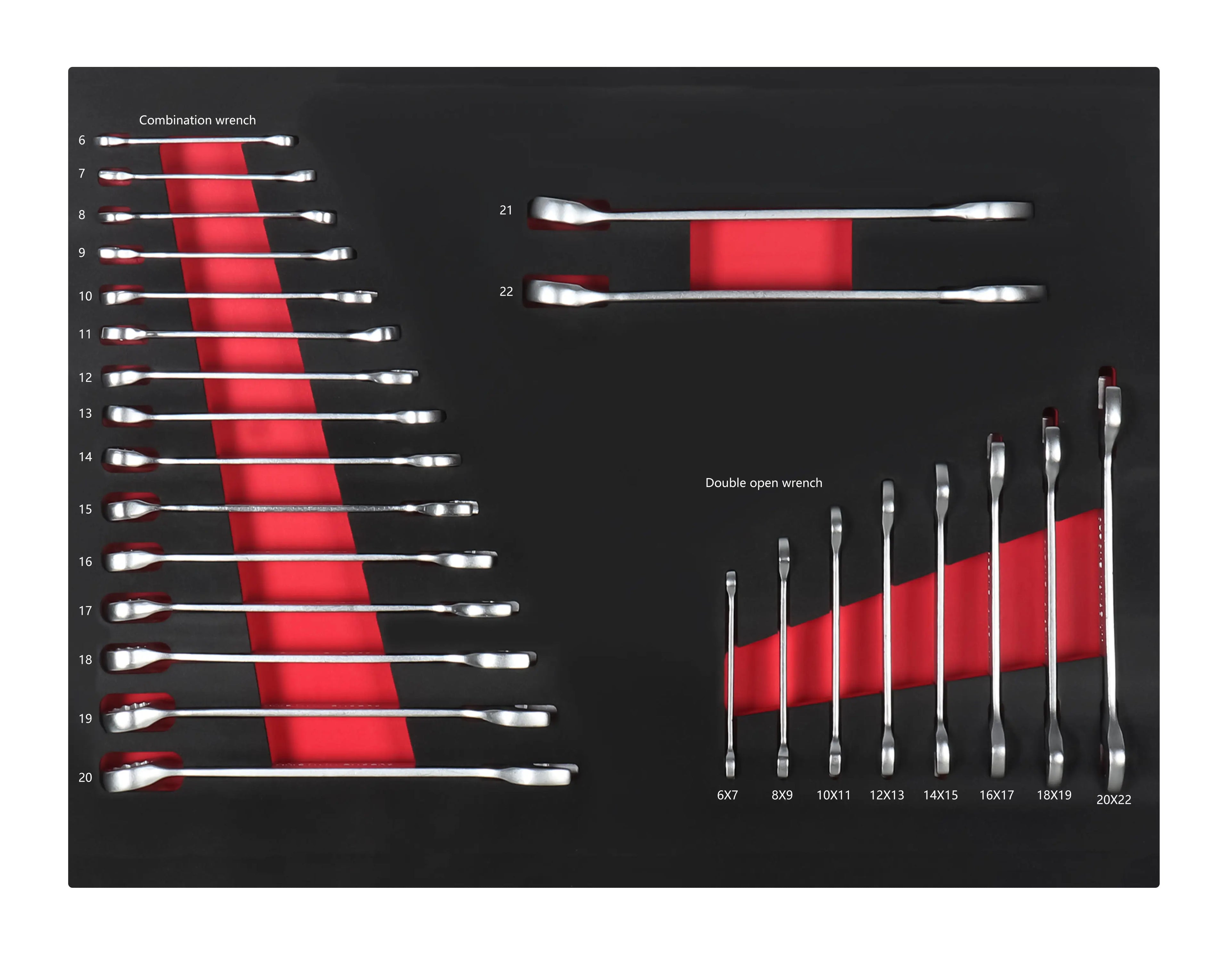 25PCS Tool Set EVA Hand Tools Set Combination Double Open End Wrench Metal Small Parts Cabinet With Drawers