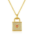 Women Valentine's Day Gift Jewelry Stainless Steel Heart Lock Necklace Fashion 18K Gold Plated Love Heart Pendant Custom Chain
