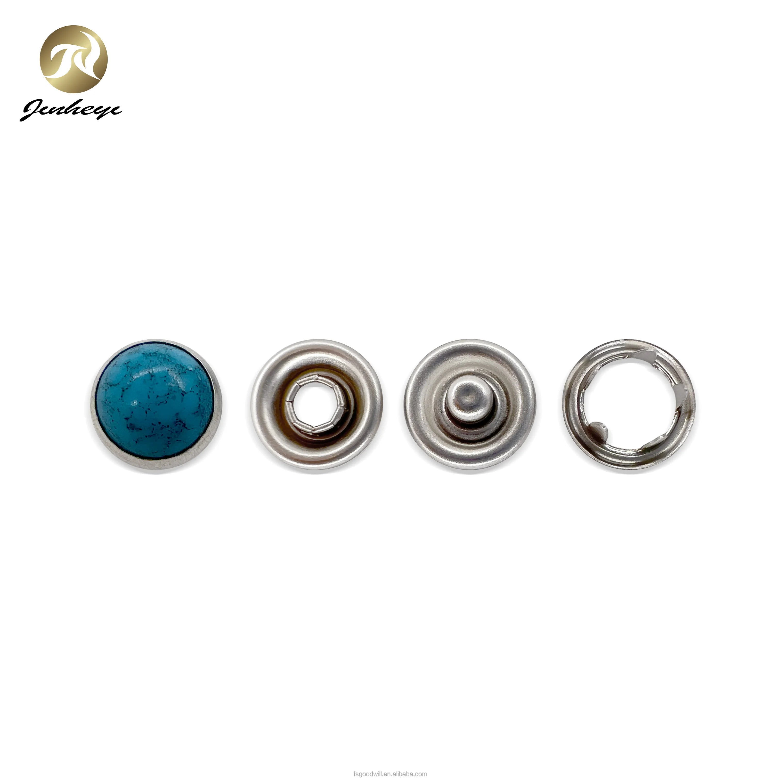 Colorful Silver With Blue Glaze Pattern Design Prong Snap Button for Clothing