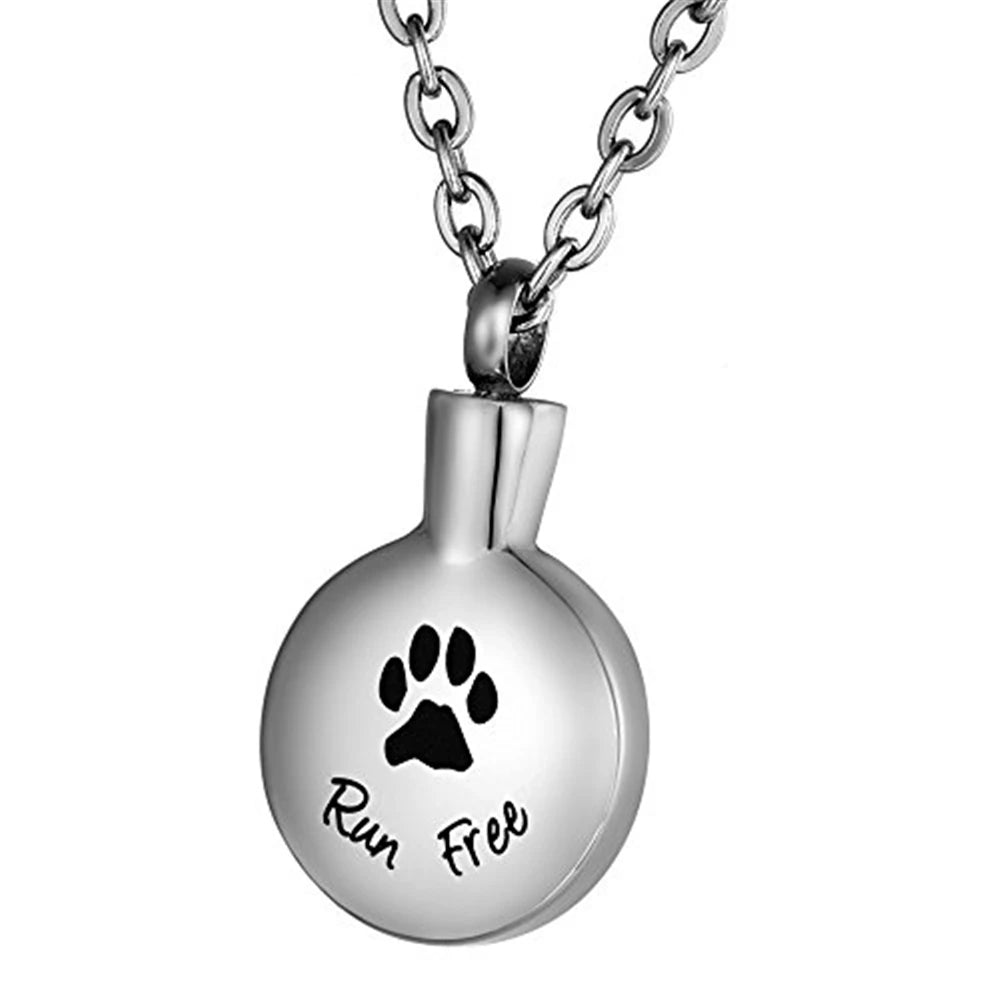 Children's Stainless Steel Paw Print Memorial Ash Pendant Cremation Keepsake Pet Ashes Holder Jewelry