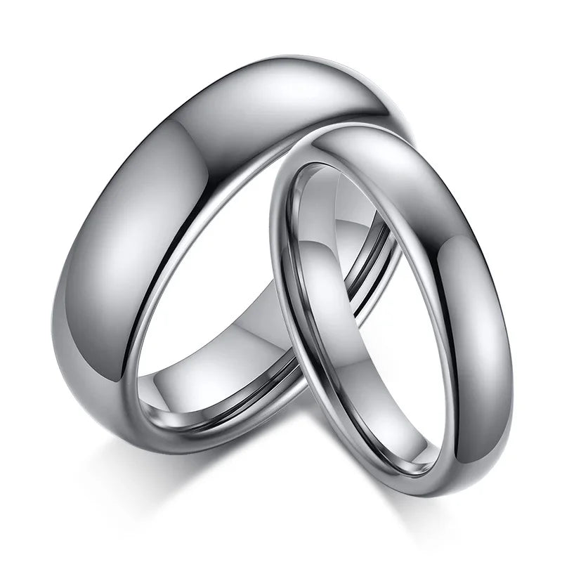 Waterproof Tarnish-Free Wedding Jewelry Set Classic 4mm & 6mm Tungsten Ring One Pair in Silver-for Engagement & Gift Wholesale