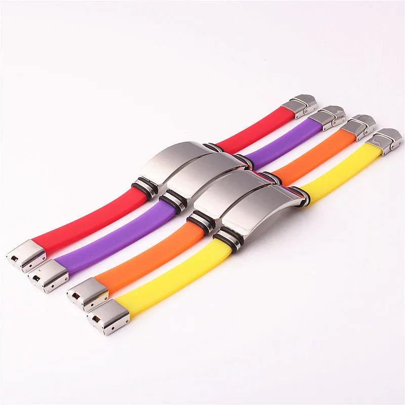 Drop Shipping Good Quality Personalized Stainless Steel Silicone Bracelet Custom Engraved Medical Alert Bracelet