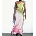 RNSHANGER Summer Women's Clothing New Tie-dye Asymmetric Dress Sleeveless Fashion Style Lightweight Casual Printed Dresses