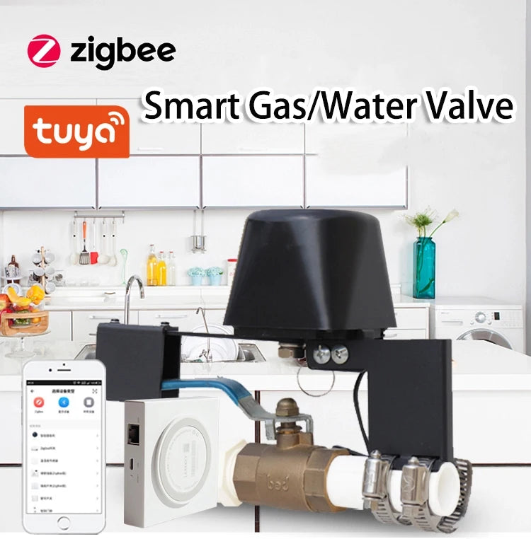 Tuya ZigBee WiFi Smart Water Valve Remote Control Timing Switch with Manipulator Home Automation MegaBDM