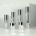 Stock Cosmetic Set 15g/30g/50g/30ml/50ml/100ml/120ml Silver Airless Spray Empty Plastic Lotion Bottle Acrylic Cream Eye Cream
