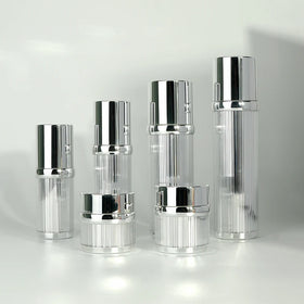 Stock Cosmetic Set 15g/30g/50g/30ml/50ml/100ml/120ml Silver Airless Spray Empty Plastic Lotion Bottle Acrylic Cream Eye Cream