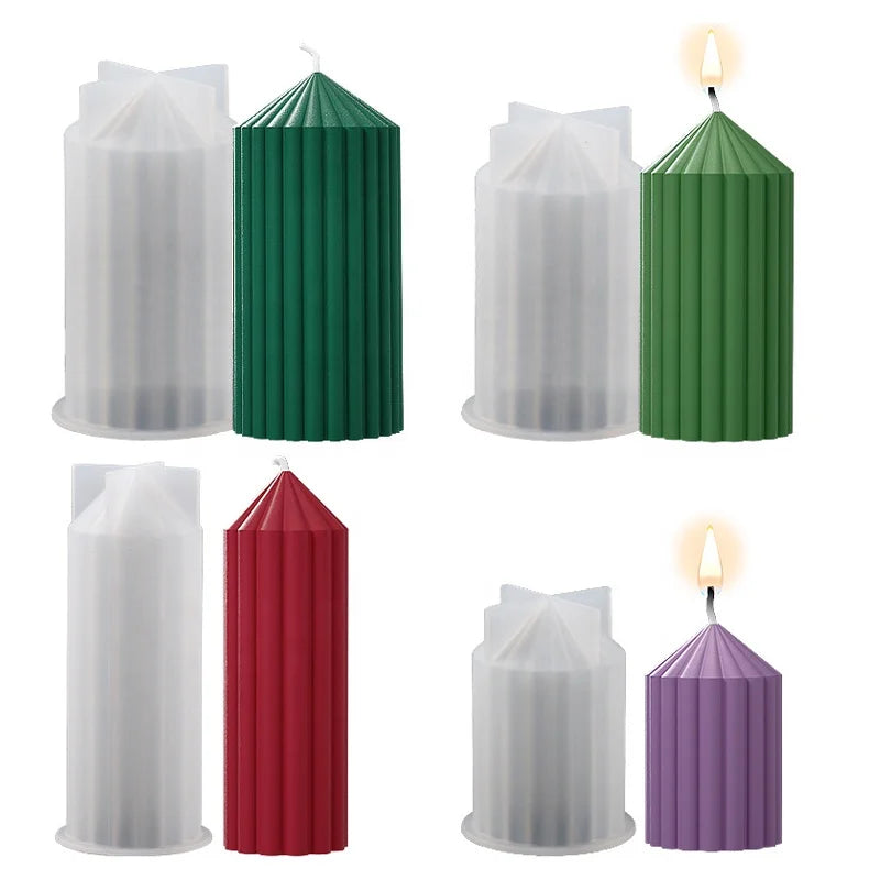 Handmade Soap Mold Vertical Stripe Cylindrical Silicone Candle Mold