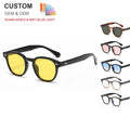 Custom UV400 Retro Style Classic Sunglasses with Red PC Frame Unisex Anti-Blue Light Glasses with Logo for Men and Women