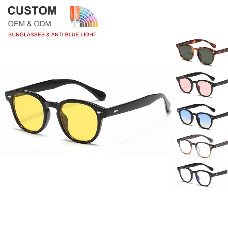 Custom UV400 Retro Style Classic Sunglasses with Red PC Frame Unisex Anti-Blue Light Glasses with Logo for Men and Women