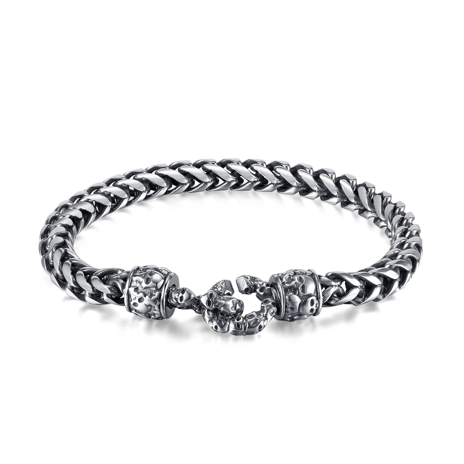 Classical Biker Jewelry Stainless Steel Link Chain Bracelet for Boys 6mm Width Skeleton Big Wheat Bracelet for Men