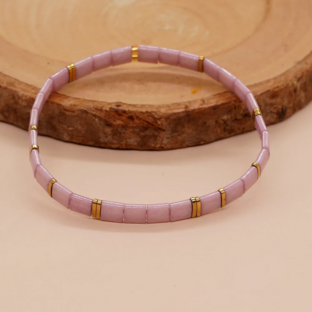 GO2BOHO Wholesale Bohemian Purple Miyuki Beads Bracelet Women's Summer Beach Fashion Jewelry Tila Bangles