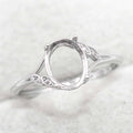 Sterling Silver 7*9mm Semi Mount Ring Empty Frame Blank Support Claw Setting S925 Base Holder Without Center Stone for DIY Inlay