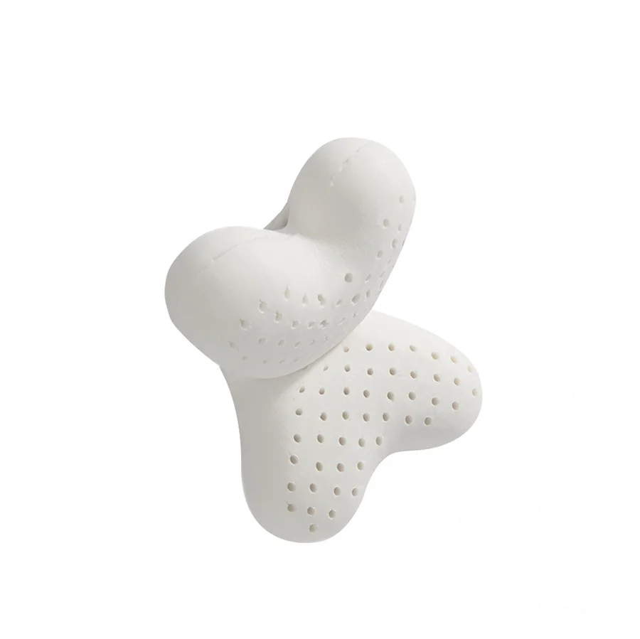 Natural Latex Neck Bone Shape Neck Pillow Head Rest Car Travel Pillow with Elastic Strap Washable Cover