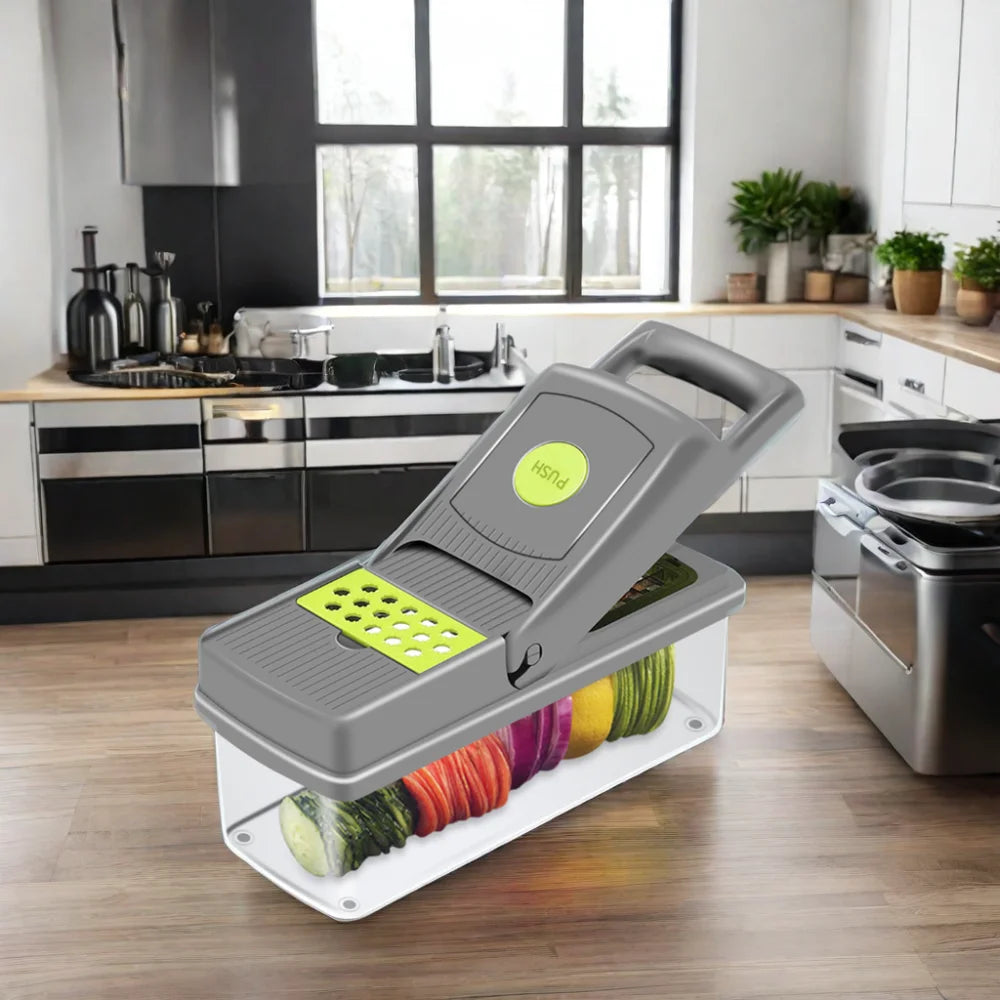 15-in-1 Handheld Steel Kitchen Tool Multifunctional Veggie Chopper Onion Potato Peeler Fruit Slicer Dicer Vegetable Cutting