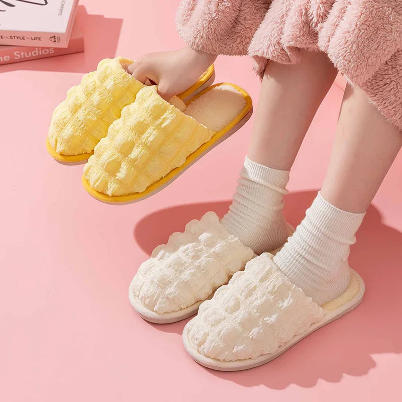 Winter Household Indoor Warm Plush slippers Men's and Women's Floor Cotton Cake slippers