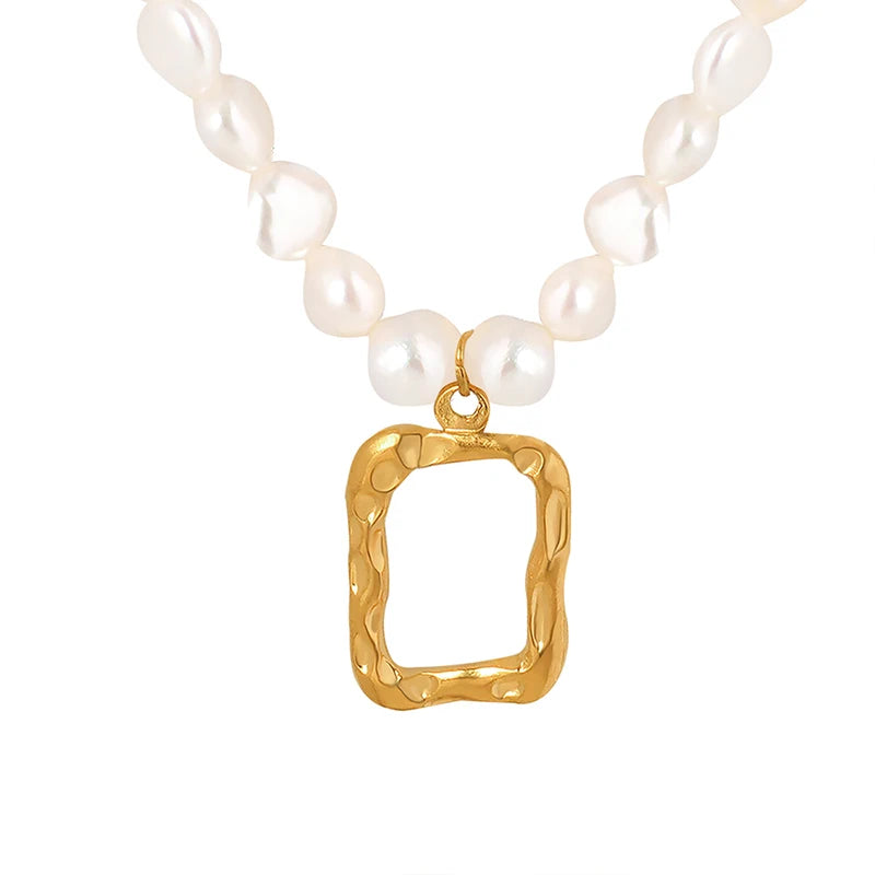 Party Oval Freshwater Pearl Chain Personalized Geometric Elegant Clavicle Necklace