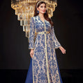 Wholesale Muslim Women's Dress Long Sleeve V Neck Elegant Slim Caftan Muslim Modest Velvet Abaya Dress Kaftan
