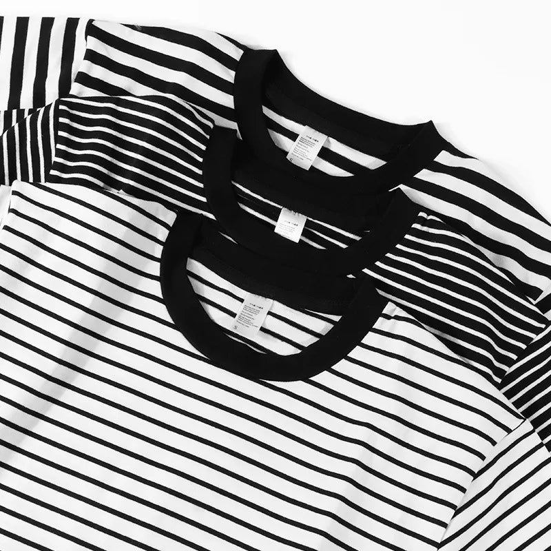 Manufacturer Screen Print 100% Cotton T-shirt Tee Striped Unisex Blank Oversized Heavyweight Streetwear for Custom Men T Shirt