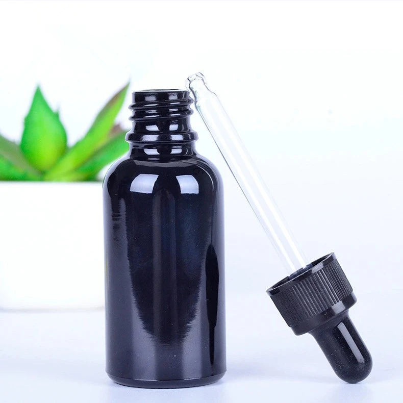 Factory Fancy Gloss Black Essential Oil Glass Bottles for Cosmetic Various Cap