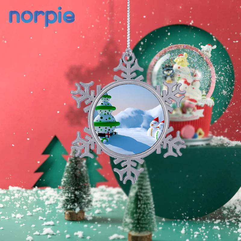 Xmas Decoration Christmas Tree Sublimation Snowflake Metal Christmas Ornaments