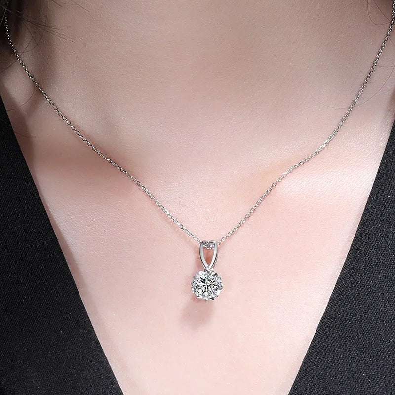 Snowflake Moissanite Pendant Free Certificate Women Heart Necklace Jewelry 925 Silver Lab Diamond Vvs Moissanite Pendant