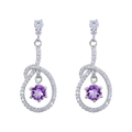 Abiding Christmas Jewelry Round Natural Amethyst Gemstones Earrings Pin Stud Dangling Earrings