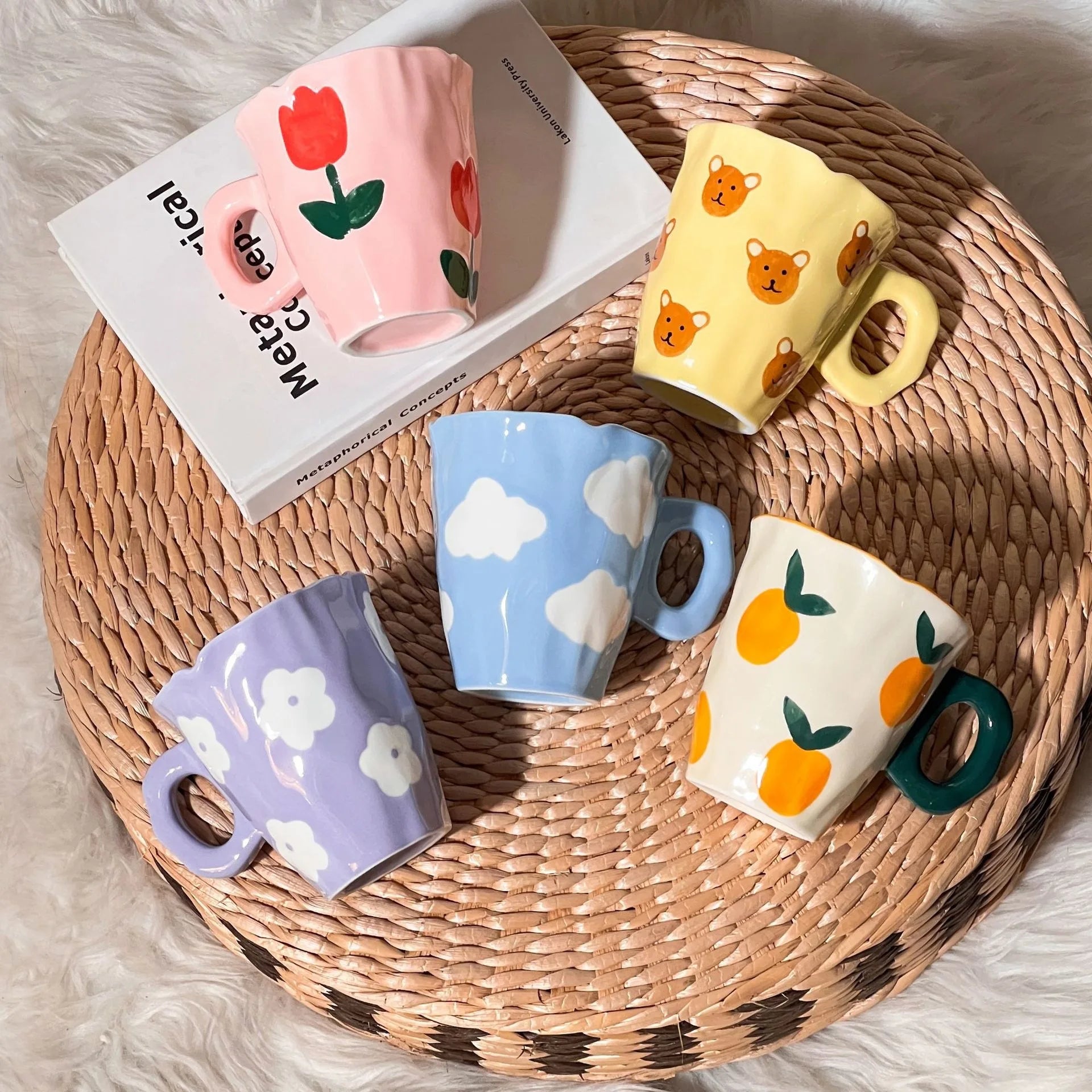 Beeman Ins  Hand Pinched Mug Ceramic Coffee Cup Heat-Resistant Breakfast Coffee Cup for Home Use and Camping Direct Drinking