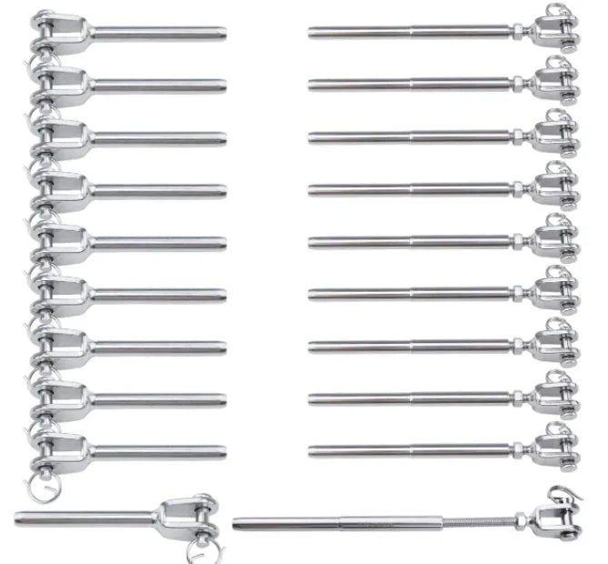 1/8" Cable Railing Kit Swage Terminal Turnbuckle Toggles and End Fittings for Wire Rope Stair Deck Fence Balustrade
