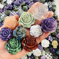 Factory Price Wholesale Natural Gemstone Rose Crystal Flower Carving for Pendant Gift