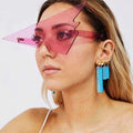 FJ2457 New Plastic Oversized Triangle Frameless One-piece Funky Sunglasses 2025