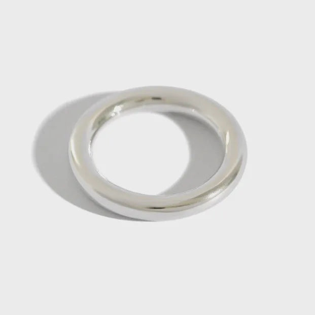 3.5MM Simple Circle Design High Quality 990 Sterling Silver Stackable Ring for Women Fine Ring